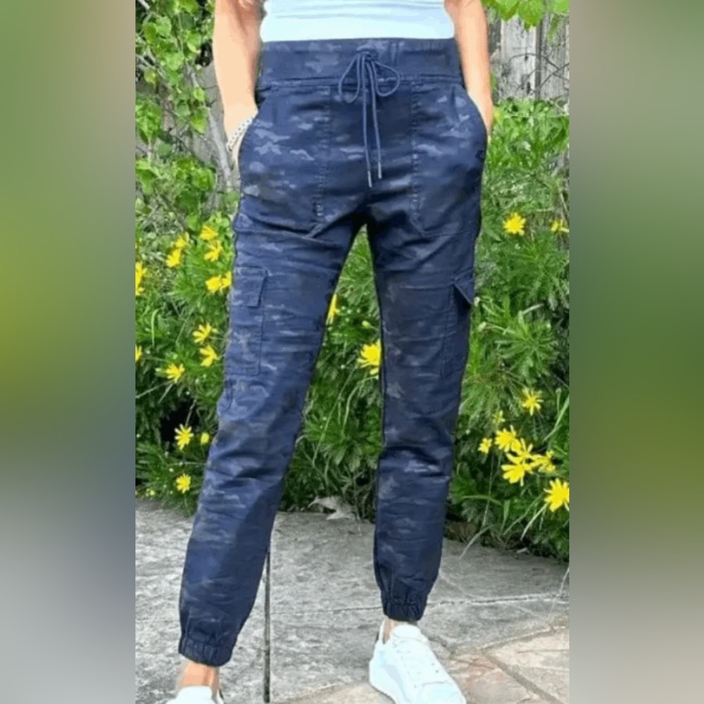 Bevy Flog Shely Pants Womens 24 (28x26.5)Navy Camo Joggers Drawstring